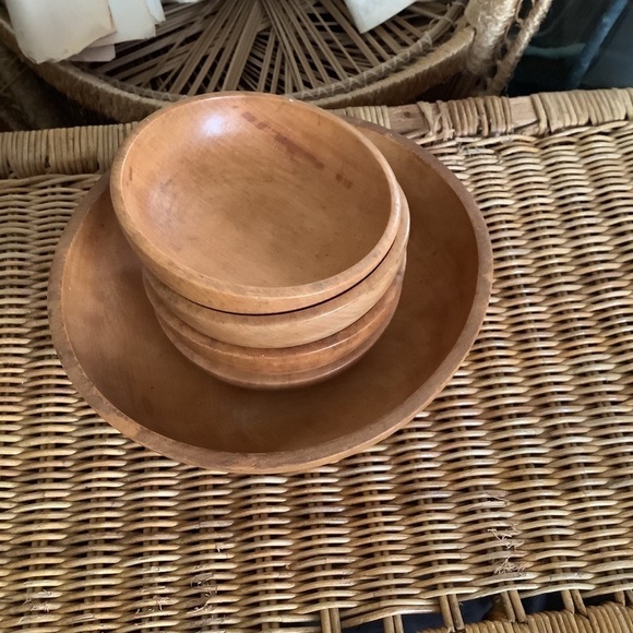 Vintage Boho Nevco Wood Salad Serving Set Bowls - Picture 3 of 6